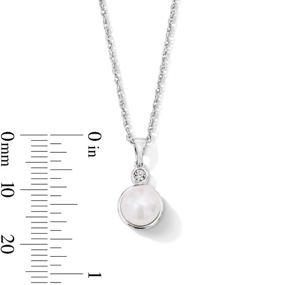 7.0mm Freshwater Cultured Pearl and Lab-Grown Diamond-Accent Pendant in Sterling Silver