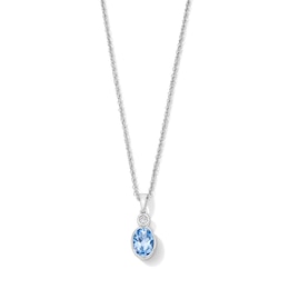 Oval Blue Lab-Created Spinel and Lab-Grown Diamond-Accent Pendant in Sterling Silver