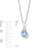 Thumbnail Image 4 of Oval Blue Lab-Created Spinel and Lab-Grown Diamond-Accent Pendant in Sterling Silver