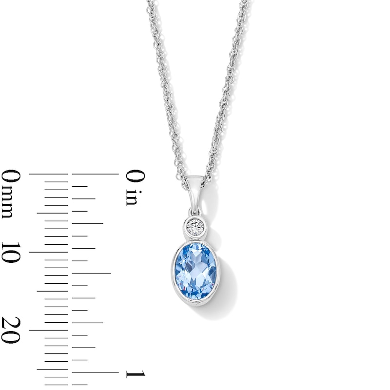 Main Image 4 of Oval Blue Lab-Created Spinel and Lab-Grown Diamond-Accent Pendant in Sterling Silver