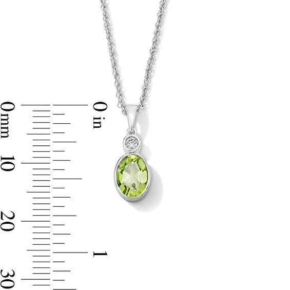 Oval Peridot and Lab-Grown Diamond-Accent Pendant in Sterling Silver