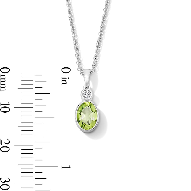 Main Image 4 of Oval Peridot and Lab-Grown Diamond-Accent Pendant in Sterling Silver