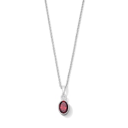 Oval Garnet and Lab-Grown Diamond-Accent Pendant in Sterling Silver