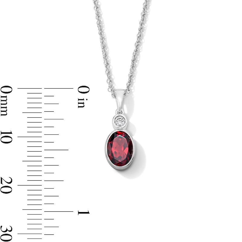 Main Image 4 of Oval Garnet and Lab-Grown Diamond-Accent Pendant in Sterling Silver