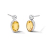 Thumbnail Image 1 of Oval Citrine and Lab-Grown Diamond Stud Earrings in Sterling Silver