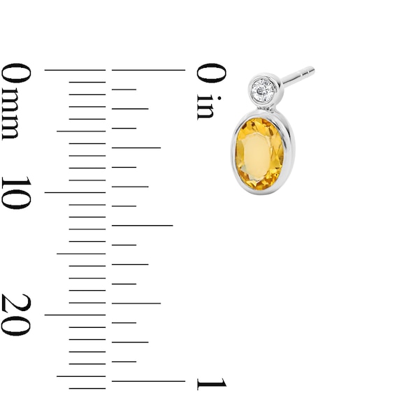 Oval Citrine and Lab-Grown Diamond Stud Earrings in Sterling Silver