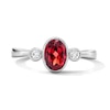 Thumbnail Image 1 of Oval Garnet and 1/15 CT. T.W. Lab-Grown Diamond Ring in Sterling Silver