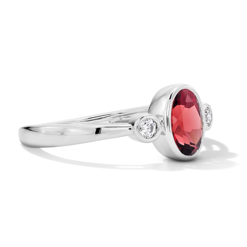 Main Image 4 of Oval Garnet and 1/15 CT. T.W. Lab-Grown Diamond Ring in Sterling Silver