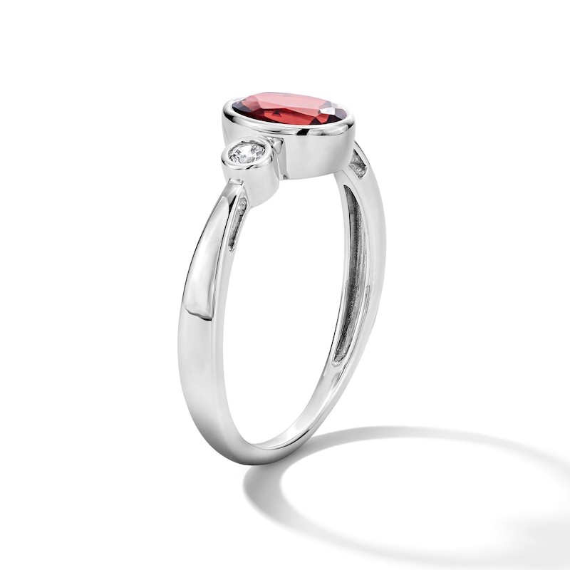 Main Image 5 of Oval Garnet and 1/15 CT. T.W. Lab-Grown Diamond Ring in Sterling Silver