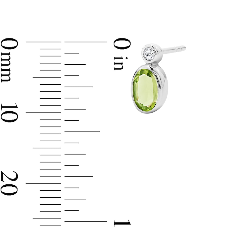 Main Image 3 of Oval Peridot and Lab-Grown Diamond Stud Earrings in Sterling Silver