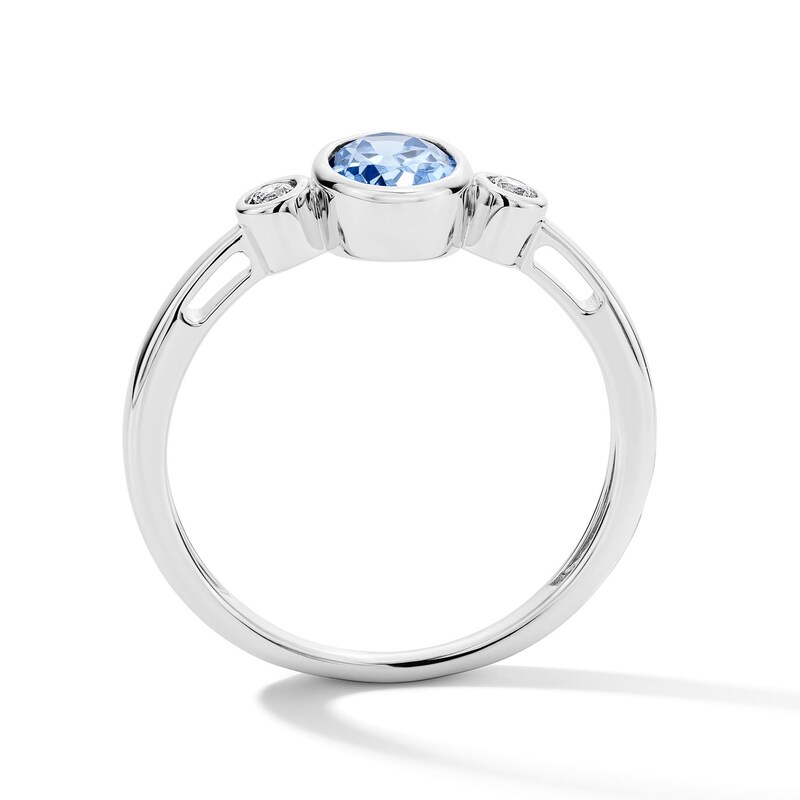 Main Image 2 of Oval Blue Lab-Created Spinel and 1/15 CT. T.W. Lab-Grown Diamond Ring in Sterling Silver