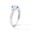 Thumbnail Image 4 of Oval Blue Lab-Created Spinel and 1/15 CT. T.W. Lab-Grown Diamond Ring in Sterling Silver