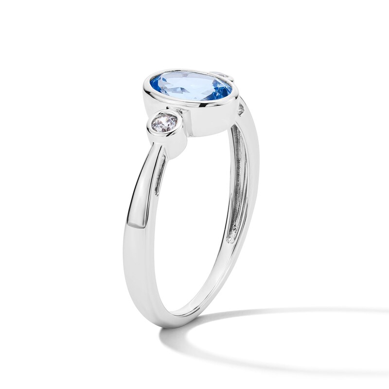 Main Image 4 of Oval Blue Lab-Created Spinel and 1/15 CT. T.W. Lab-Grown Diamond Ring in Sterling Silver