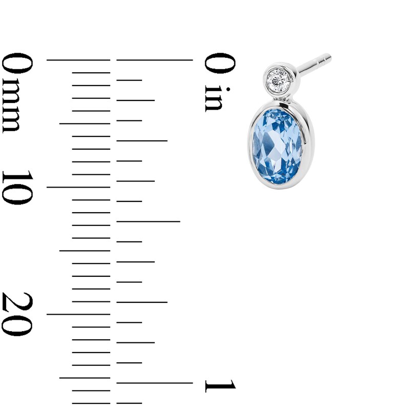 Main Image 2 of Oval Blue Lab-Created Spinel and Lab-Grown Diamond Stud Earrings in Sterling Silver