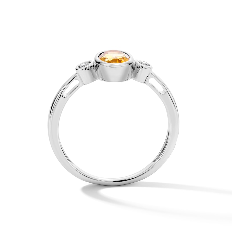 Main Image 3 of Oval Citrine and 1/15 CT. T.W. Lab-Grown Diamond Ring in Sterling Silver