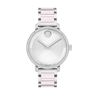 Movado Women\'s Bold Pink Crystal Dial White Leather Watch - 360176 ($450MSRP) Movado Women main image 3