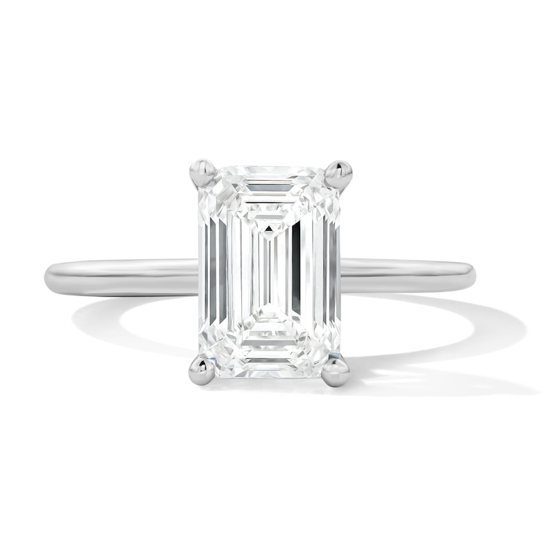 Main Image 1 of 2-3/4 CT. T.W. Emerald-Cut Certified Lab-Grown Diamond Hidden Frame Engagement Ring in 14K White Gold (F/VS2)