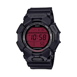 Men’s Casio G-Shock Black Resin Digital Watch with Red Dial (Model: GD010BBR-1)