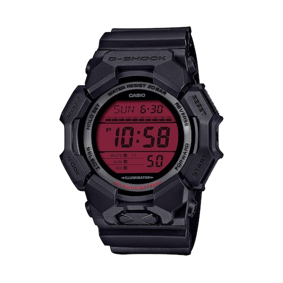 Men’s Casio G-Shock Black Resin Digital Watch with Red Dial (Model: Gd010Bbr-1)
