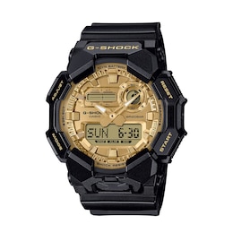 Men’s Casio G-Shock Black Resin Hybrid Watch with Gold-Tone Dial (Model: GA010GGB-1A9)