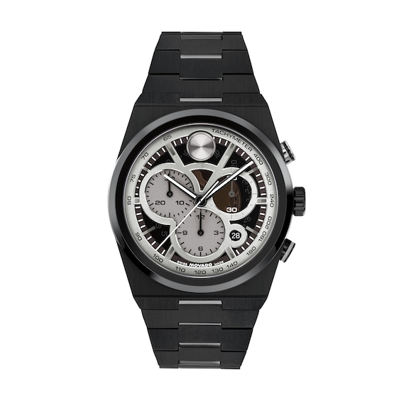 Men's Movado Bold® Quest Chronograph Watch with Gray Dial and Black IP Bracelet (Model: 3601184)