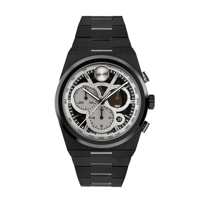 Main Image 1 of Men's Movado Bold® Quest Chronograph Watch with Gray Dial and Black IP Bracelet (Model: 3601184)