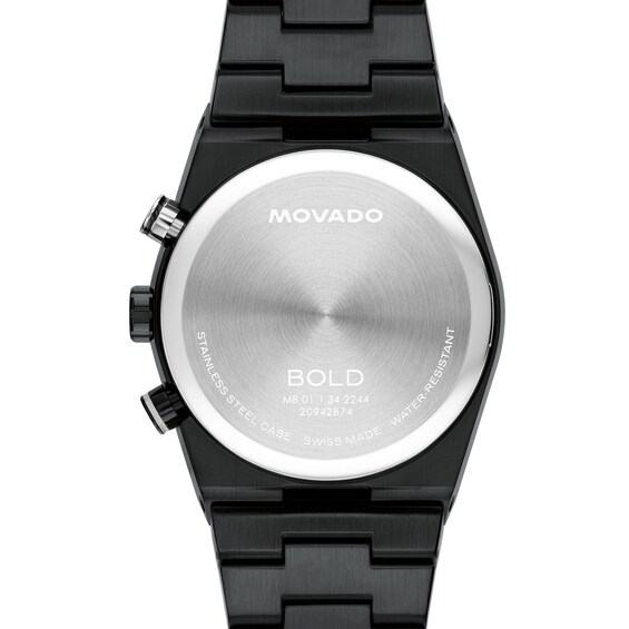 Men's Movado Bold® Quest Chronograph Watch with Gray Dial and Black IP Bracelet (Model: 3601184)
