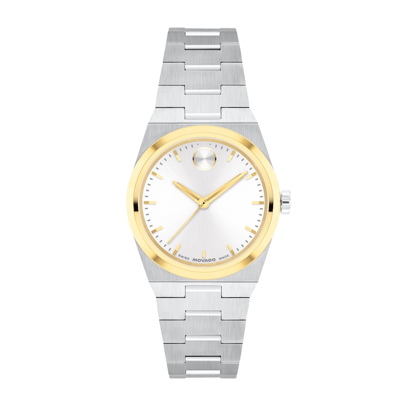 Main Image 1 of Ladies' Movado Bold® Quest Mini Gold-Tone IP and Stainless Steel Analog Watch with White Dial (Model: 3601291)