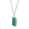 Thumbnail Image 1 of Cushion-Shaped Malachite and Lab-Grown Diamond Accent Necklace in Sterling Silver with 14K Gold Plate - 22″