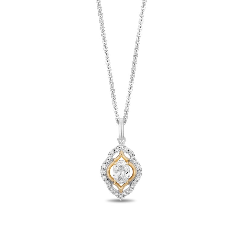 Main Image 1 of Enchanted Star Jasmine 3/4 CT. T.W. Oval Lab-Grown Diamond Pendant in Sterling Silver and 14K Gold Plate (F/VS2) - 19"
