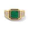 Thumbnail Image 1 of Octagon-Shaped Malachite and 1/3 CT. T.W. Lab-Grown Diamond Ring in Sterling Silver with 14K Gold Plate (F/VS2)
