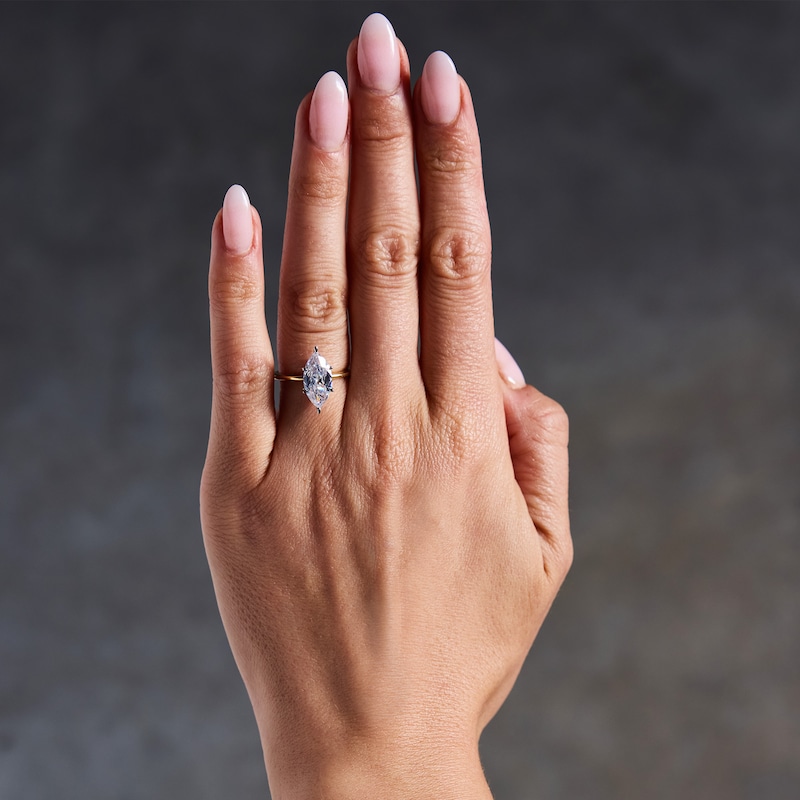 Main Image 2 of 2-3/4 CT. T.W. Marquise-Cut Certified Lab-Grown Diamond Hidden Frame Engagement Ring in 14K Gold (F/VS2)