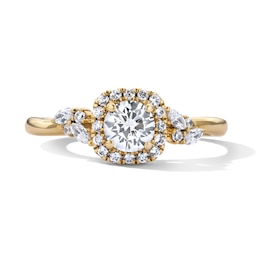 3/4 CT. T.W. Certified Lab-Grown Diamond Cushion Frame Engagement Ring in 14K Gold (F/VS2)