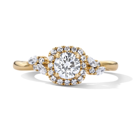 3/4 CT. T.w. Certified Lab-Grown Diamond Cushion Frame Engagement Ring in 14K Gold (F/Vs2)