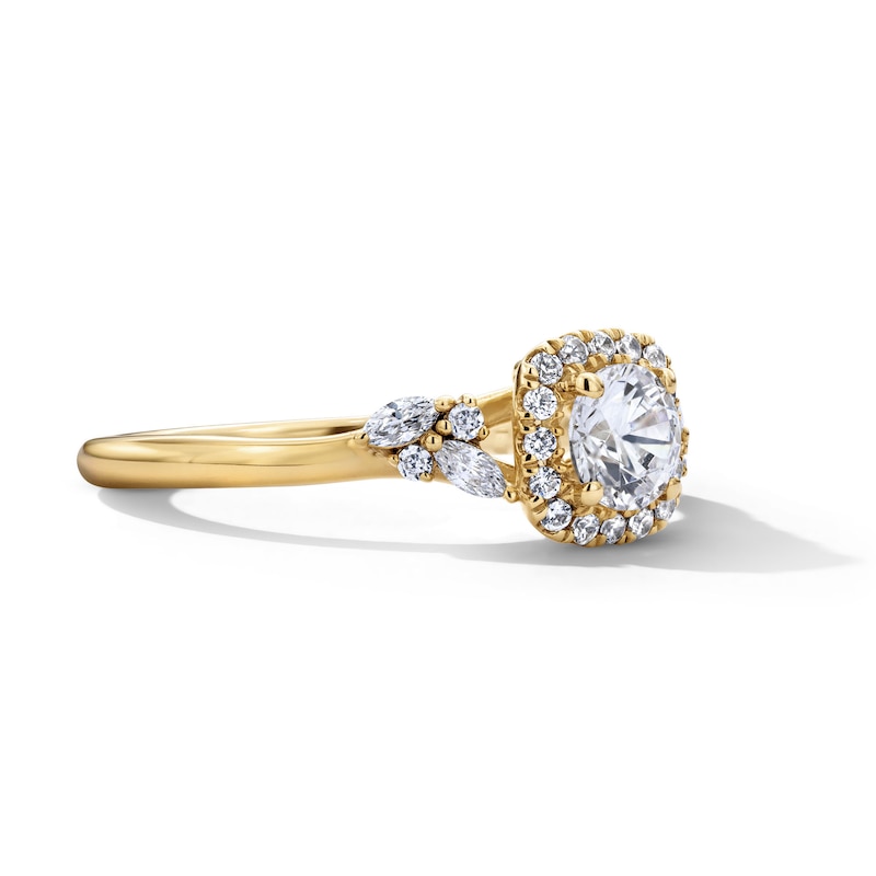 Main Image 3 of 3/4 CT. T.W. Certified Lab-Grown Diamond Cushion Frame Engagement Ring in 14K Gold (F/VS2)