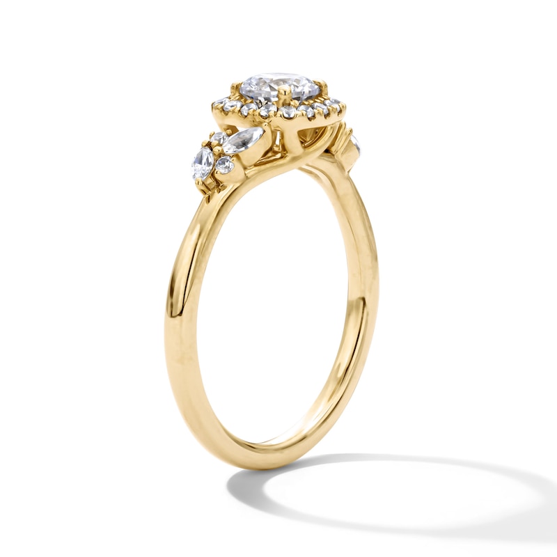 Main Image 4 of 3/4 CT. T.W. Certified Lab-Grown Diamond Cushion Frame Engagement Ring in 14K Gold (F/VS2)