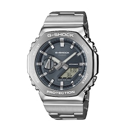Men's Casio G-Shock Hybrid Watch with Grey Dial and Stainless Steel Bracelet (Model: GM2110D-8A)