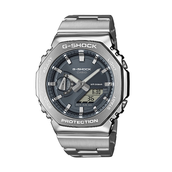 Men's Casio G-Shock Hybrid Watch with Grey Dial and Stainless Steel Bracelet (Model: Gm2110D-8A)
