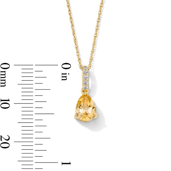 Pear-Shaped Citrine and Lab-Grown Diamond-Accent Pendant in 10K Gold