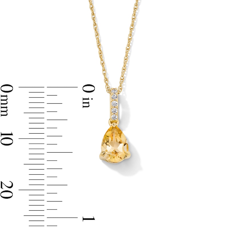 Main Image 4 of Pear-Shaped Citrine and Lab-Grown Diamond-Accent Pendant in 10K Gold