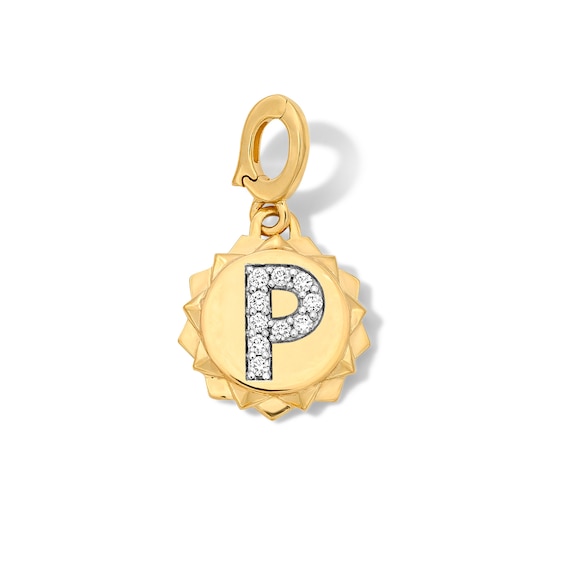 1/15 CT. T.w. Pavé Certified Lab-Grown Diamond Initial “P” Star Frame Necklace Charm in 10K Gold (F/Vs2)