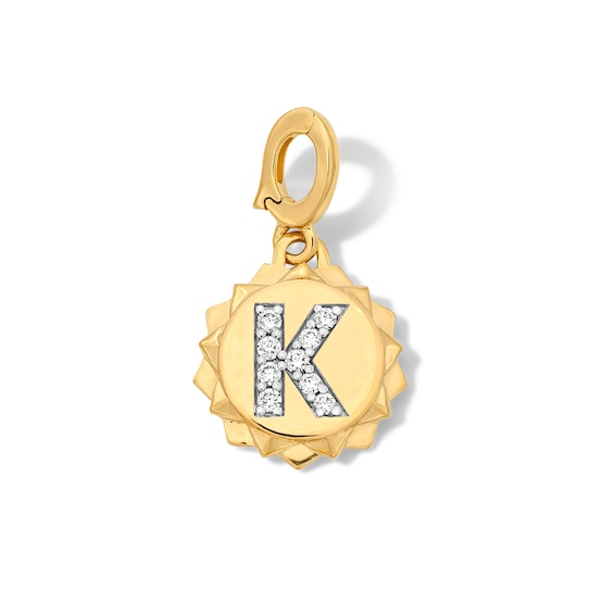 1/15 CT. T.w. Pavé Lab-Grown Diamond Initial “K” Star Frame Necklace Charm in 10K Gold (F/Vs2)