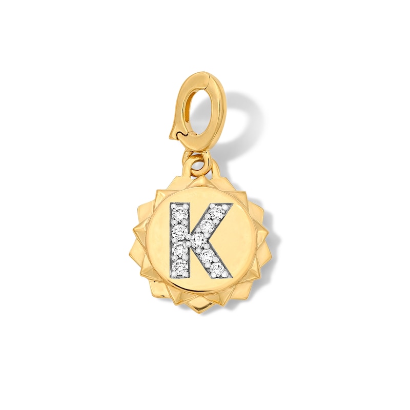 Main Image 1 of 1/15 CT. T.W. Pavé Lab-Grown Diamond Initial “K” Star Frame Necklace Charm in 10K Gold (F/VS2)