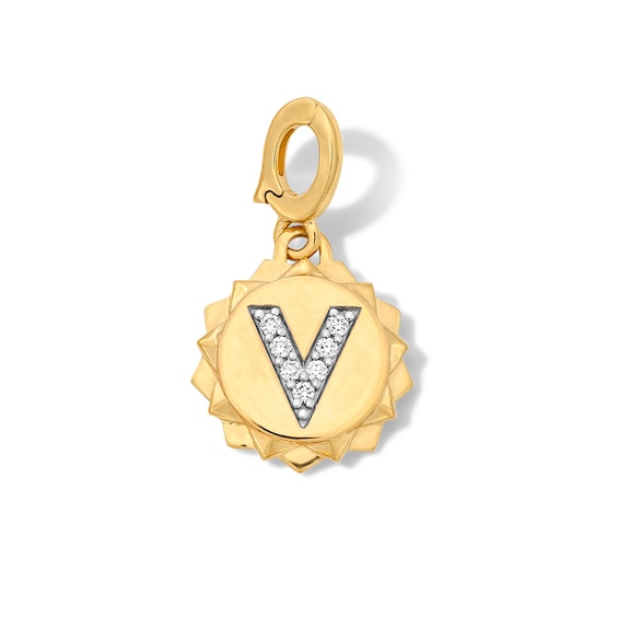 1/20 CT. T.w. Pavé Certified Lab-Grown Diamond Initial “V” Star Frame Necklace Charm in 10K Gold (F/Vs2)