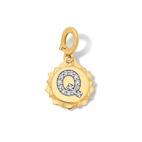 1/15 CT. T.w. Pavé Lab-Grown Diamond Initial “Q” Star Frame Necklace Charm in 10K Gold (F/Vs2)