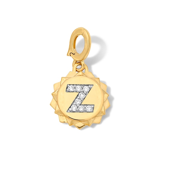 1/15 CT. T.w. Pavé Certified Lab-Grown Diamond Initial “Z” Star Frame Necklace Charm in 10K Gold (F/Vs2)