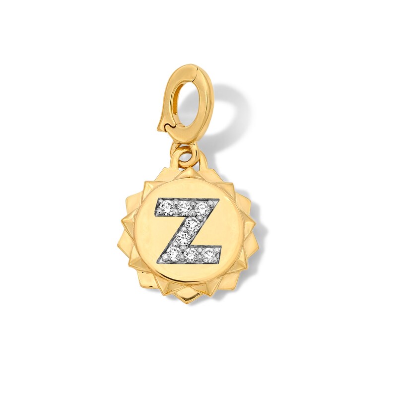 Main Image 1 of 1/15 CT. T.W. Pavé Certified Lab-Grown Diamond Initial “Z” Star Frame Necklace Charm in 10K Gold (F/VS2)