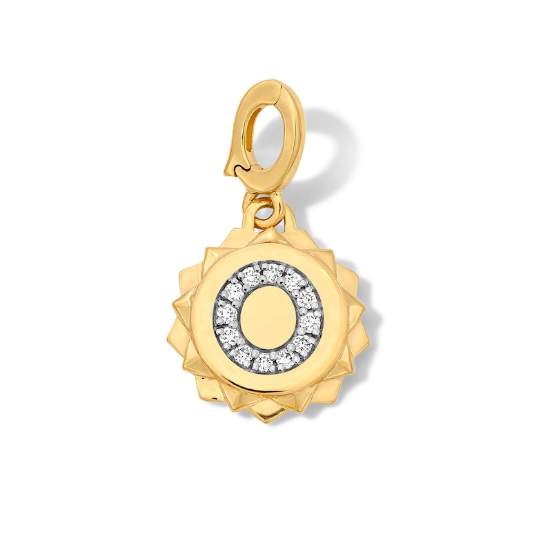 Main Image 1 of 1/15 CT. T.W. Pavé Lab-Grown Diamond Initial “O” Star Frame Necklace Charm in 10K Gold (F/VS2)