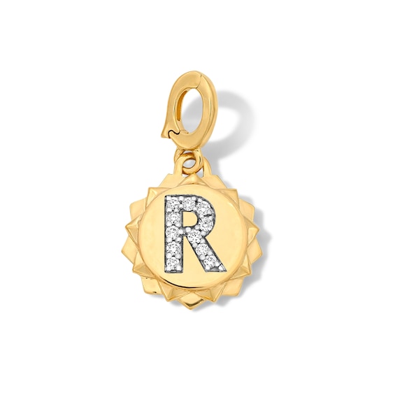 1/15 CT. T.w. Pavé Certified Lab-Grown Diamond Initial “R” Star Frame Necklace Charm in 10K Gold (F/Vs2)