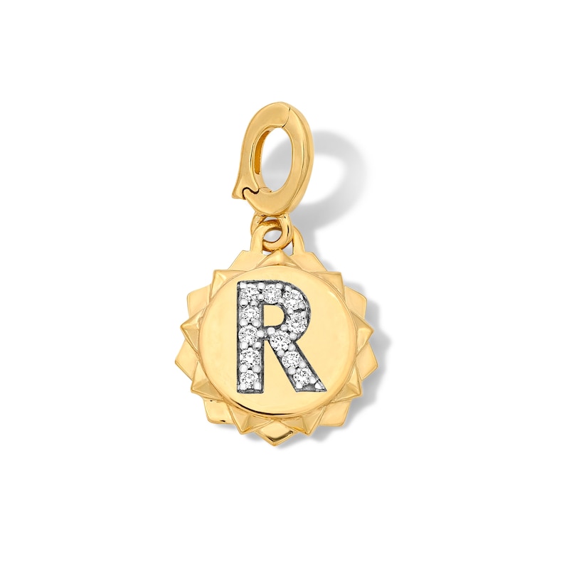 Main Image 1 of 1/15 CT. T.W. Pavé Lab-Grown Diamond Initial “R” Star Frame Necklace Charm in 10K Gold (F/VS2)